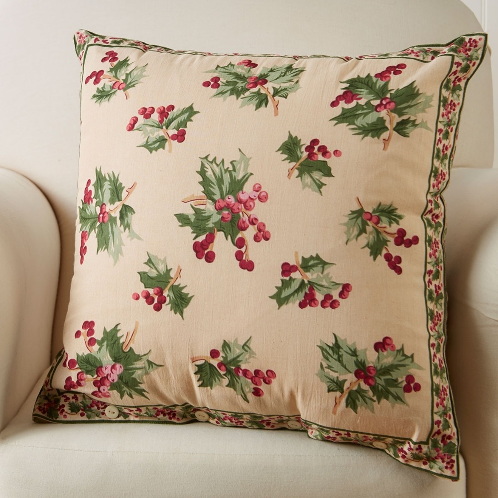 April Cornell Holly Berry Cushion Cover NWT